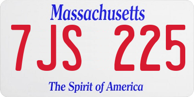 MA license plate 7JS225