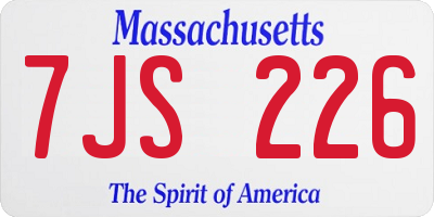 MA license plate 7JS226