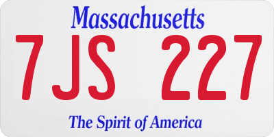 MA license plate 7JS227