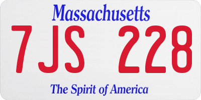 MA license plate 7JS228