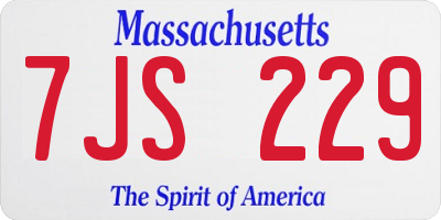 MA license plate 7JS229