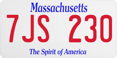 MA license plate 7JS230