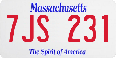 MA license plate 7JS231
