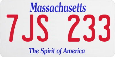 MA license plate 7JS233