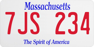 MA license plate 7JS234