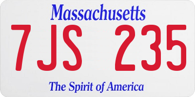 MA license plate 7JS235