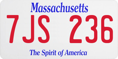 MA license plate 7JS236