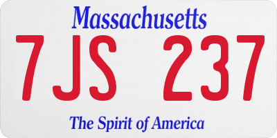 MA license plate 7JS237