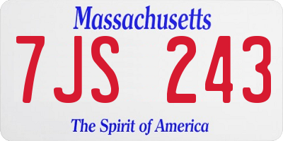 MA license plate 7JS243