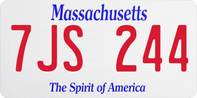 MA license plate 7JS244