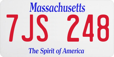 MA license plate 7JS248