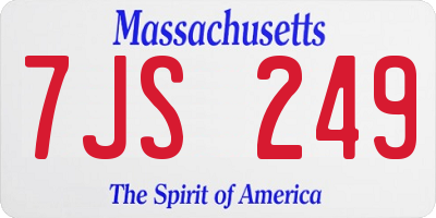 MA license plate 7JS249