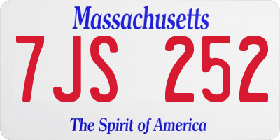 MA license plate 7JS252