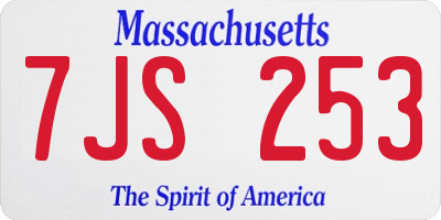 MA license plate 7JS253