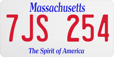 MA license plate 7JS254