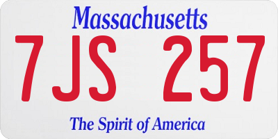 MA license plate 7JS257