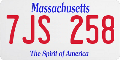 MA license plate 7JS258