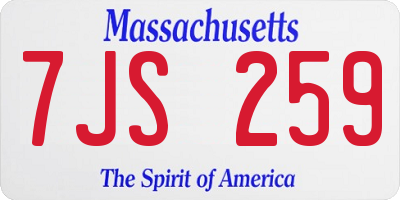 MA license plate 7JS259