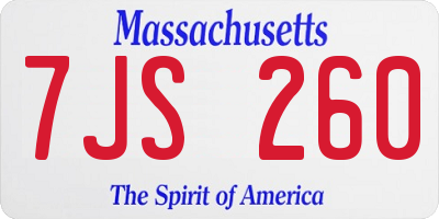 MA license plate 7JS260