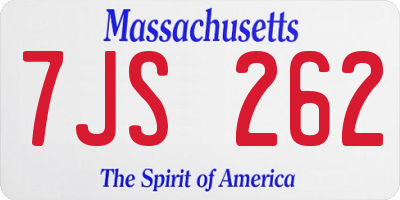 MA license plate 7JS262
