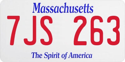 MA license plate 7JS263