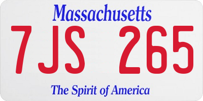 MA license plate 7JS265