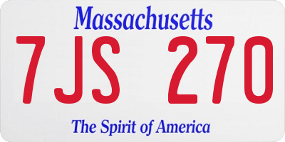 MA license plate 7JS270