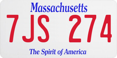 MA license plate 7JS274