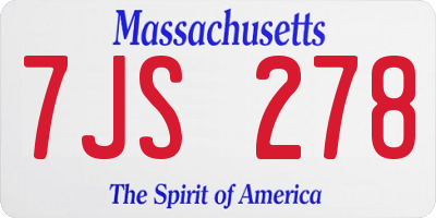 MA license plate 7JS278