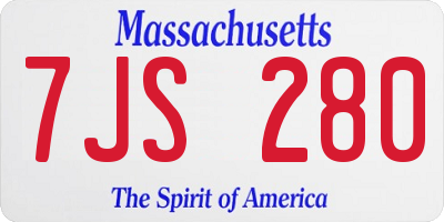 MA license plate 7JS280