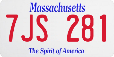 MA license plate 7JS281