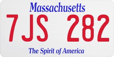 MA license plate 7JS282