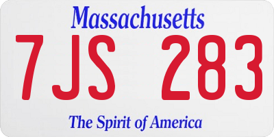 MA license plate 7JS283