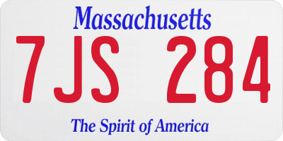 MA license plate 7JS284