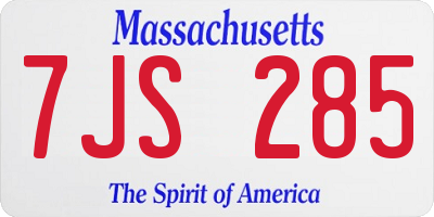 MA license plate 7JS285