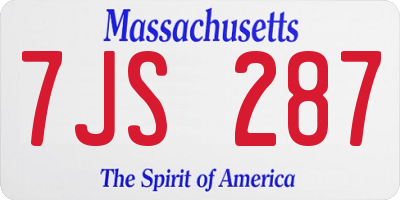 MA license plate 7JS287