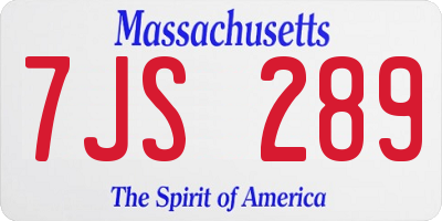 MA license plate 7JS289