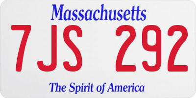 MA license plate 7JS292
