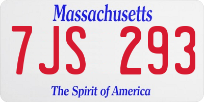 MA license plate 7JS293