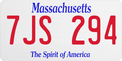 MA license plate 7JS294
