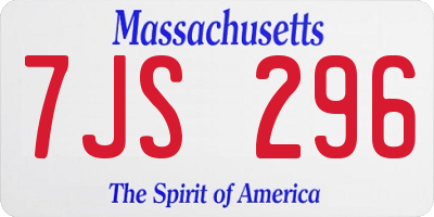 MA license plate 7JS296