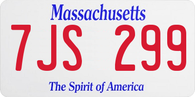MA license plate 7JS299