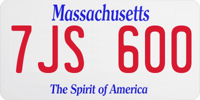MA license plate 7JS600
