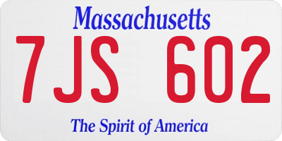 MA license plate 7JS602