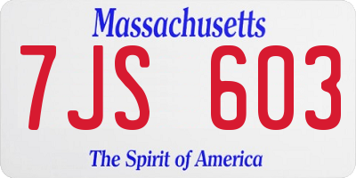 MA license plate 7JS603