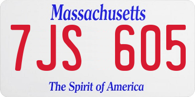 MA license plate 7JS605