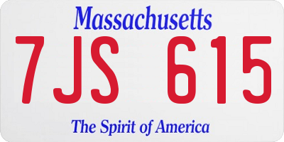 MA license plate 7JS615