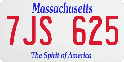 MA license plate 7JS625