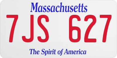 MA license plate 7JS627