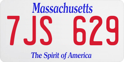 MA license plate 7JS629